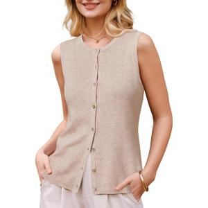 imageArachampCloz Womens Wool Blend Non See Through Button Down Business Casual Tank Tops 2026Apricot