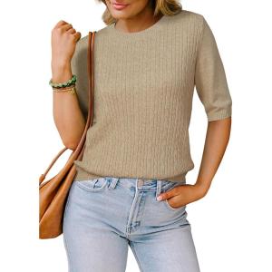imageArachampCloz Womens Wool Blend Old Money Cable Knit Elbow Sleeve Sweaters 2025Apricotcable