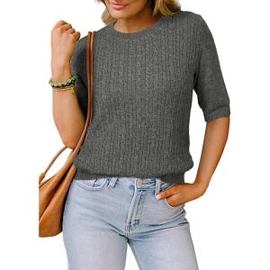 imageArachampCloz Womens Wool Blend Old Money Cable Knit Elbow Sleeve Sweaters 2025Dark Graycable