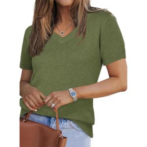 imageArachampCloz Womens Wool Blend Spring Summer Lightweight Business Casual Sweater Tops 2026Army Green