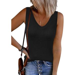 imageArachampCloz Womens Wool Blend Sweaters Non See Through Double VNeck AllSeason Tank 2026Black