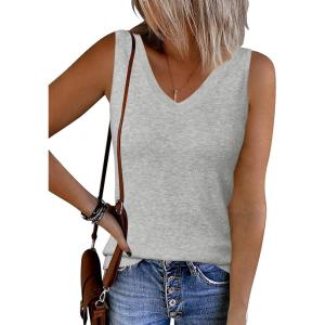 imageArachampCloz Womens Wool Blend Sweaters Non See Through Double VNeck AllSeason Tank 2026Light Gray
