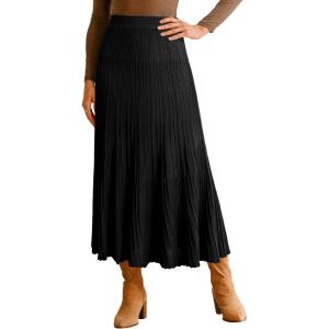 imageArachampCloz Womens Wool Blend Wide Elastic Band ALine Pleated Flowy Long Skirts 2025Black