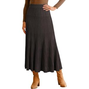 imageArachampCloz Womens Wool Blend Wide Elastic Band ALine Pleated Flowy Long Skirts 2025Brown