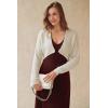 imageArachampCloz Womens 100 Cotton Bolero Shrug V Neck Cropped Cardigan Knit SweatersApricot