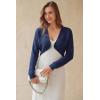 imageArachampCloz Womens 100 Cotton Bolero Shrug V Neck Cropped Cardigan Knit SweatersNavy