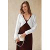 imageArachampCloz Womens 100 Cotton Bolero Shrug V Neck Cropped Cardigan Knit SweatersWhite