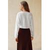 imageArachampCloz Womens 100 Cotton Bolero Shrug V Neck Cropped Cardigan Knit SweatersWhite