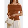 imageArachampCloz Womens Convertible Neckline OffShoulder Cowl Neck Slim Fit Tops 2025Caramel
