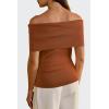 imageArachampCloz Womens Convertible Neckline OffShoulder Cowl Neck Slim Fit Tops 2025Caramel