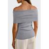 imageArachampCloz Womens Convertible Neckline OffShoulder Cowl Neck Slim Fit Tops 2025Grey