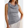 imageArachampCloz Womens Convertible Neckline OffShoulder Cowl Neck Slim Fit Tops 2025Grey