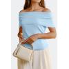 imageArachampCloz Womens Convertible Neckline OffShoulder Cowl Neck Slim Fit Tops 2025Light Blue