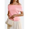 imageArachampCloz Womens Convertible Neckline OffShoulder Cowl Neck Slim Fit Tops 2025Pink
