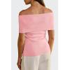imageArachampCloz Womens Convertible Neckline OffShoulder Cowl Neck Slim Fit Tops 2025Pink