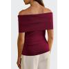 imageArachampCloz Womens Convertible Neckline OffShoulder Cowl Neck Slim Fit Tops 2025Wine Red