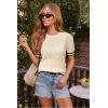 imageArachampCloz Womens Cotton Blend Breathable Crochet Summer Tops 2025Apricot Black