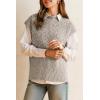 imageArachampCloz Womens Cotton Blend Cap Sleeve Side Slit Sweater Vest Fall Casual Tops 2025Khaki Grey