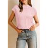 imageArachampCloz Womens Cotton Blend Cap Sleeve Side Slit Sweater Vest Fall Casual Tops 2025Light Pink