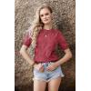 imageArachampCloz Womens Lightweight Blouse Short Sleeve Crew Neck Sweaters Business Dressy Casual Outfits Spring Summer Tops 2026Dusty Red