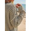 imageArachampCloz Womens Oversized Linen Blend Beach Vacation Cover Up Summer Casual Off Shoulder Tops 2026Apricot Black Stripe