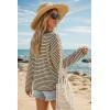 imageArachampCloz Womens Oversized Linen Blend Beach Vacation Cover Up Summer Casual Off Shoulder Tops 2026Apricot Black Stripe