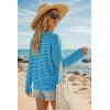 imageArachampCloz Womens Oversized Linen Blend Beach Vacation Cover Up Summer Casual Off Shoulder Tops 2026Blue Light Green Stripe