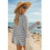 imageArachampCloz Womens Oversized Linen Blend Beach Vacation Cover Up Summer Casual Off Shoulder Tops 2026White Black Stripe