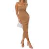 imageArachampCloz Womens Silk Blend Fold Over Elegant Classy Wedding Guest Dress 2025Khaki