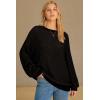 imageArachampCloz Womens Wool Blend Crewneck Fall Trendy Oversized Waffle Sweaters 2025Black