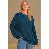 imageArachampCloz Womens Wool Blend Crewneck Fall Trendy Oversized Waffle Sweaters 2025Dark Blue