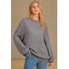 imageArachampCloz Womens Wool Blend Crewneck Fall Trendy Oversized Waffle Sweaters 2025Gray