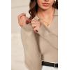 imageArachampCloz Womens Wool Blend Polo Sweater Shirt Business Casual Slim Fitted Fall Tops 2025Apricot