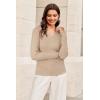 imageArachampCloz Womens Wool Blend Polo Sweater Shirt Business Casual Slim Fitted Fall Tops 2025Apricot