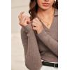 imageArachampCloz Womens Wool Blend Polo Sweater Shirt Business Casual Slim Fitted Fall Tops 2025Coffee