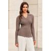imageArachampCloz Womens Wool Blend Polo Sweater Shirt Business Casual Slim Fitted Fall Tops 2025Coffee