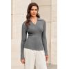 imageArachampCloz Womens Wool Blend Polo Sweater Shirt Business Casual Slim Fitted Fall Tops 2025Gray
