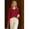 imageArachampCloz Womens Wool Blend Quarter Zip Pullover Sweater Trendy Winter Soft Casual Lapel Oversized Fit TopBurgundy