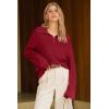 imageArachampCloz Womens Wool Blend Quarter Zip Pullover Sweater Trendy Winter Soft Casual Lapel Oversized Fit TopBurgundy