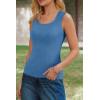 imageArachampCloz Womens Wool Blend Square Neck Spring Summer Basic Slim Fitted Tank Tops 2026Lake Blue