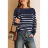 imageArachampCloz Womens Wool Blend Striped Boat Neck Fall Dressy Casual Sweater Tops 2025Navy Blue and White