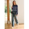 imageArachampCloz Womens Wool Blend Striped Boat Neck Fall Dressy Casual Sweater Tops 2025Navy Blue and White