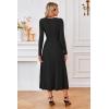 imageArachampCloz Womens Wool Blend Tie Waist Pleated Fall Sweater Dress 2025Black
