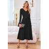 imageArachampCloz Womens Wool Blend Tie Waist Pleated Fall Sweater Dress 2025Black