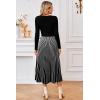 imageArachampCloz Womens Wool Blend Tie Waist Pleated Fall Sweater Dress 2025Blackwhite Stripe