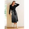 imageArachampCloz Womens Wool Blend Tie Waist Pleated Fall Sweater Dress 2025Blackwhite Stripe