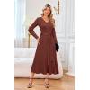 imageArachampCloz Womens Wool Blend Tie Waist Pleated Fall Sweater Dress 2025Brown Red