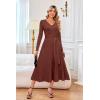 imageArachampCloz Womens Wool Blend Tie Waist Pleated Fall Sweater Dress 2025Brown Red