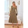 imageArachampCloz Womens Wool Blend Tie Waist Pleated Fall Sweater Dress 2025Camel
