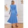 imageArachampCloz Womens Wool Blend Tie Waist Pleated Fall Sweater Dress 2025Lake Blue